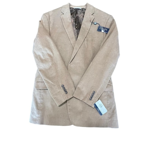 Nwt-Chaps Mens 44l Tan Corduroy Sport Coat Blazer - Picture 9 of 16